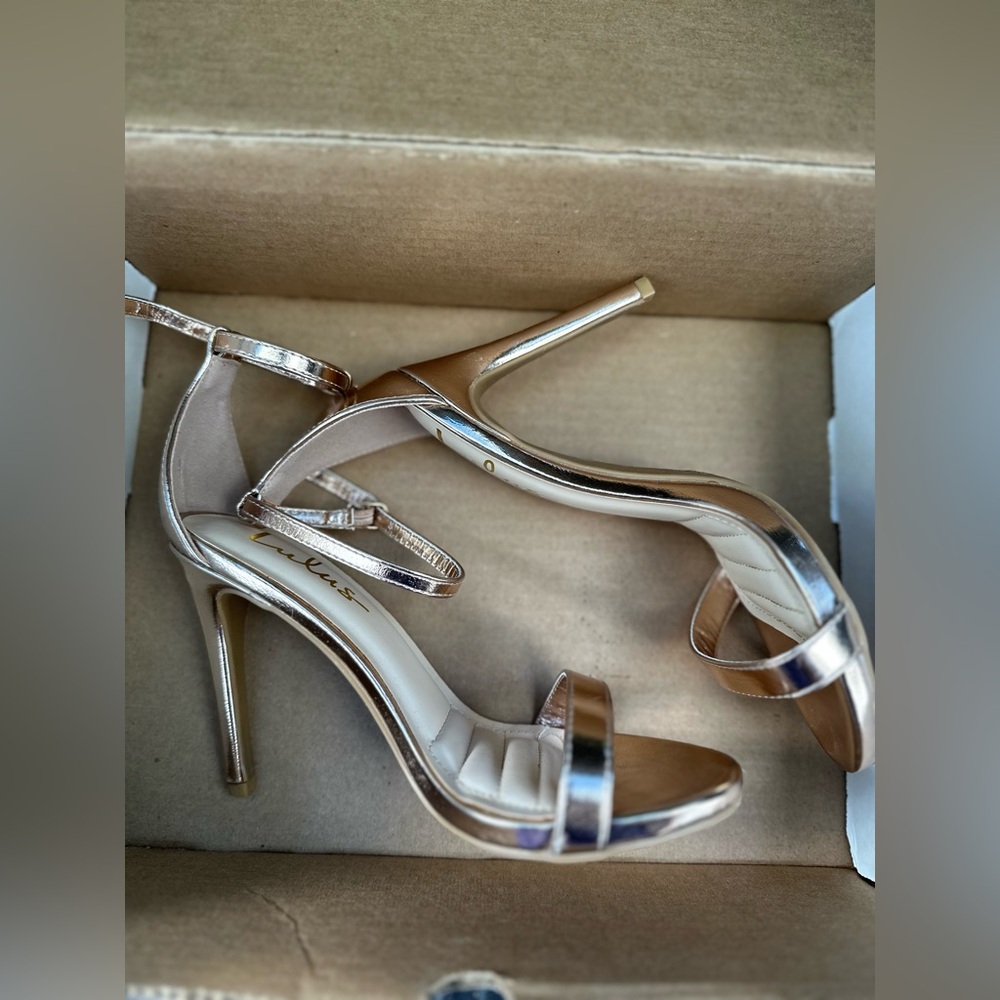 Gold Strappy High Heels